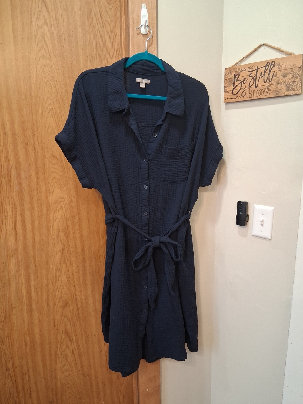Falls Creek Textured Navy Shirt Dress
